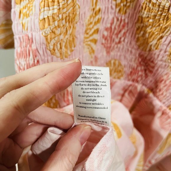 Victoria Dunn Kathleen Maeve M Taylor Top Seashell Print Tie Sleeve Linen Resort - Picture 9 of 11